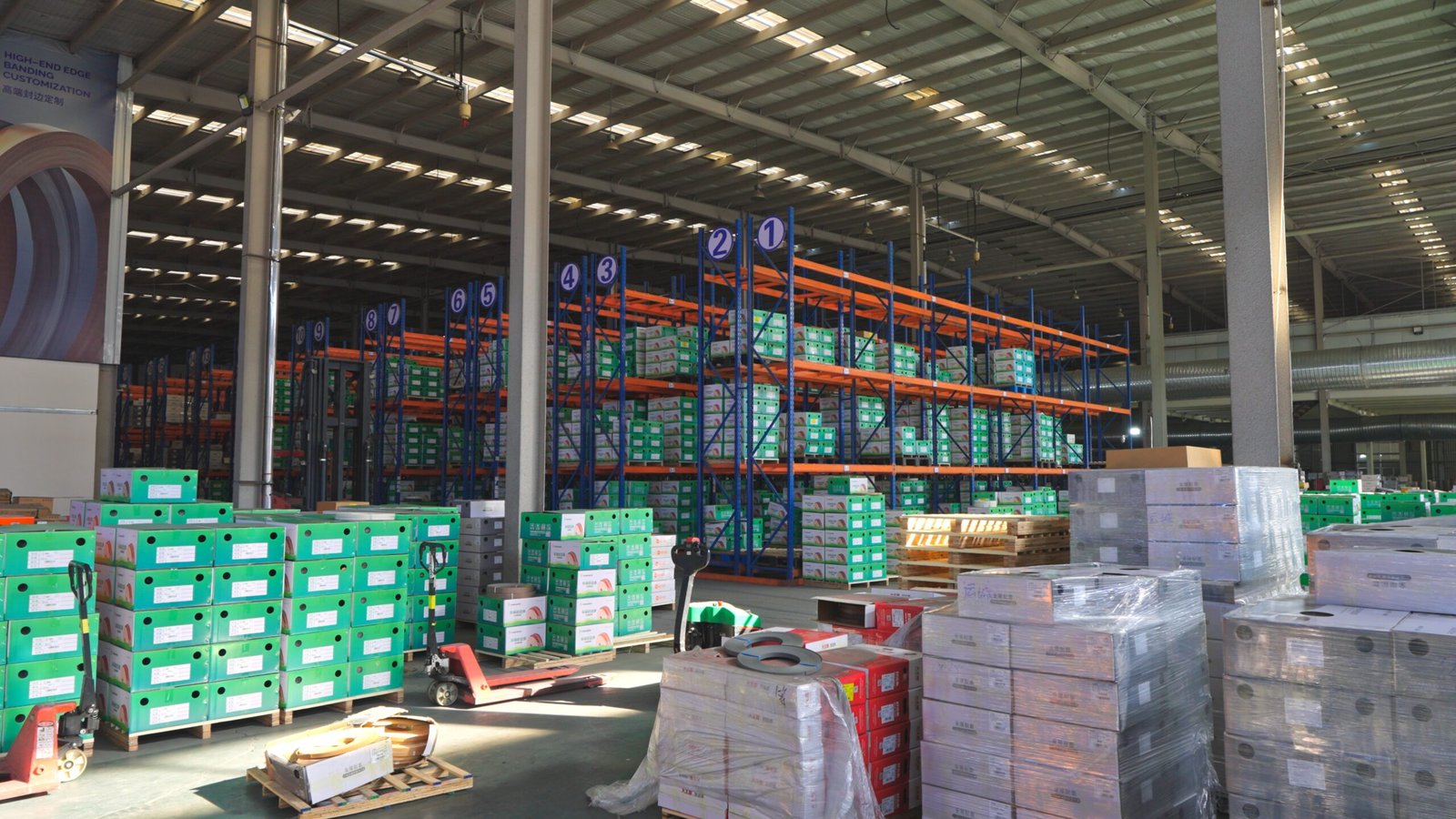 Edge banding packaging area preparing goods for export