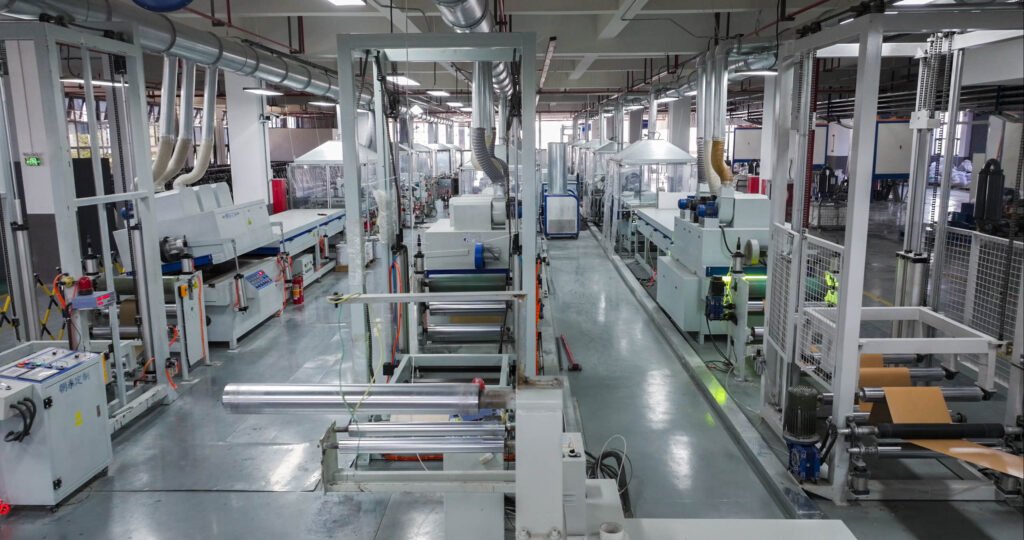 Edge banding factory assembly line with multiple product colors