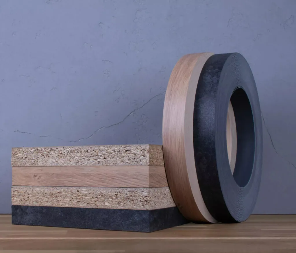 Veneer edge banding with natural oak texture
