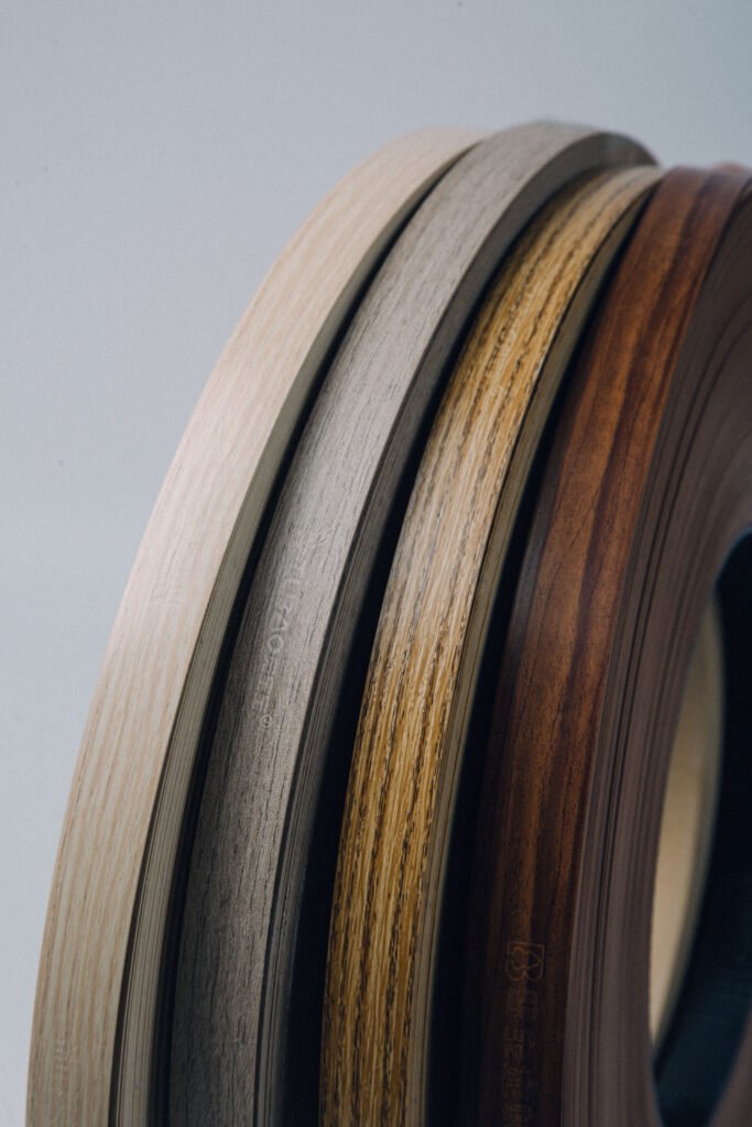 Veneer edge banding with natural oak texture