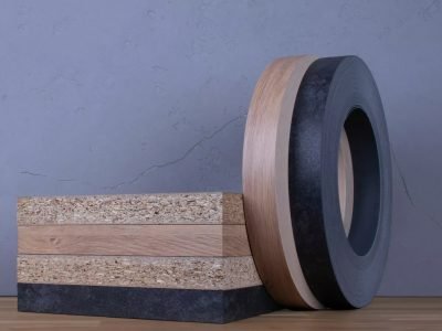 Veneer edge banding with natural oak texture